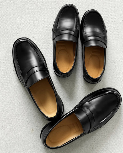 Men's Classic Slip-on Black Derby Couple Leather Shoes
