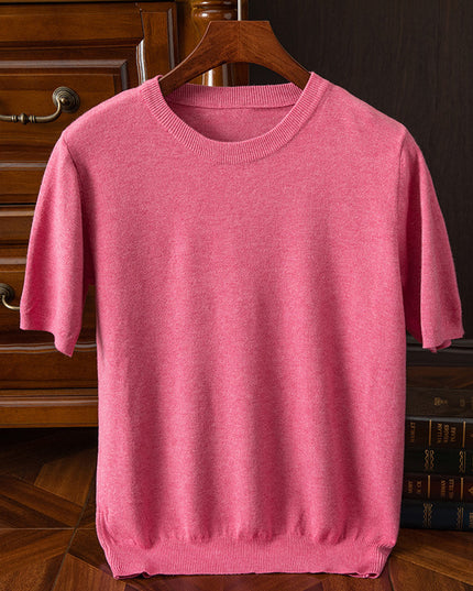 Men's Short-sleeved T-shirt Korean-style Trendy Round Neck Half-sleeve Sweater