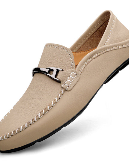 Extra Large Casual Leather Shoes Leather Widened Gommino