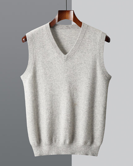 Casual Middle-aged V-neck Vest Sleeveless Sweater