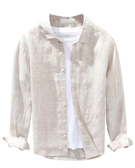 Linen Breathable Shirt Solid Color Loose Men