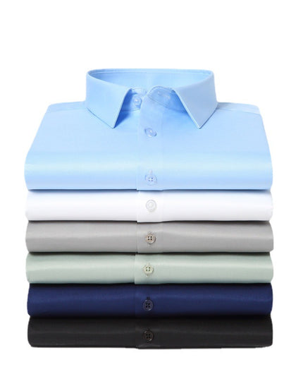 Elastic Silk Men's Long-sleeved Non-ironing Solid Color Breathable Shirt