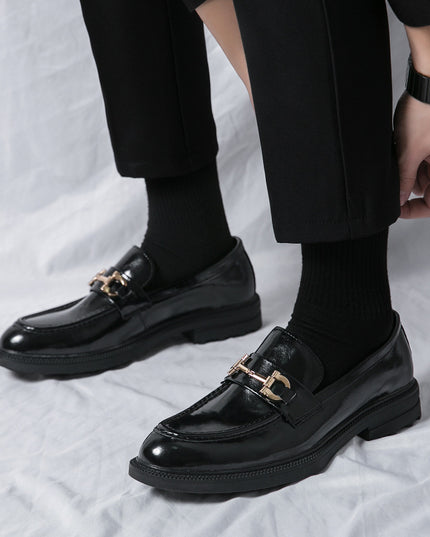 Horsebit Loafers Male Fashion Formal Wear Lace-up Platform