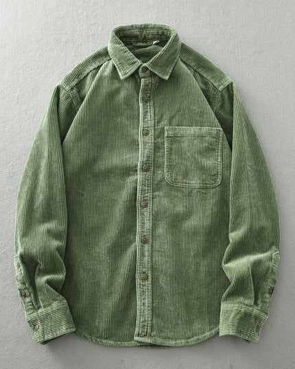 Men's Retro Loose Corduroy Long Sleeve Casual Cotton Shirt