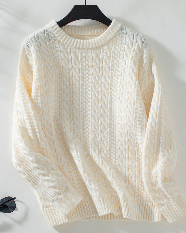 European And American Fashion Round Neck Twist Knit Sweater Pullover Long Sleeve