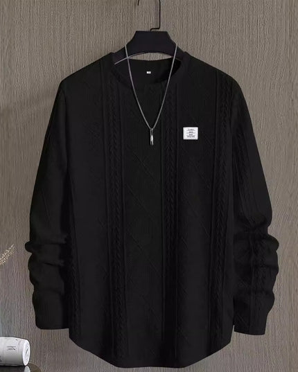 Men's Letter Chest Detail Casual Loose Round Neck Pullover Long Sleeve