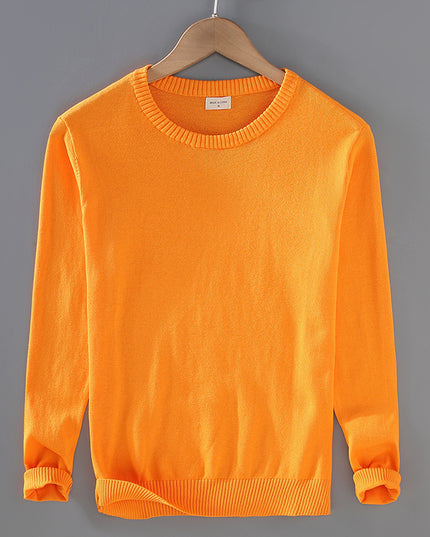 Men's Top Pullover Inner Stretch Rib Round-neck Sweater
