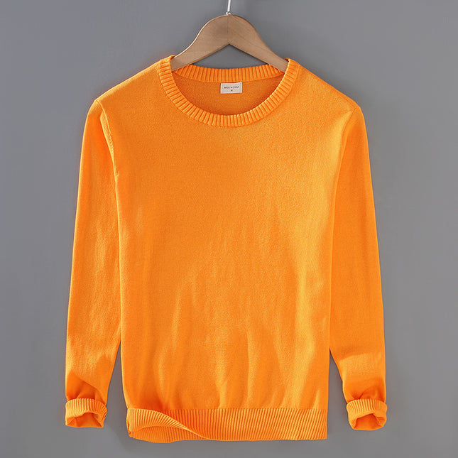 Men's Top Pullover Inner Stretch Rib Round-neck Sweater