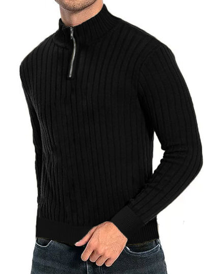 Leisure Pullover Men's Half-high Collar Zip Sweater