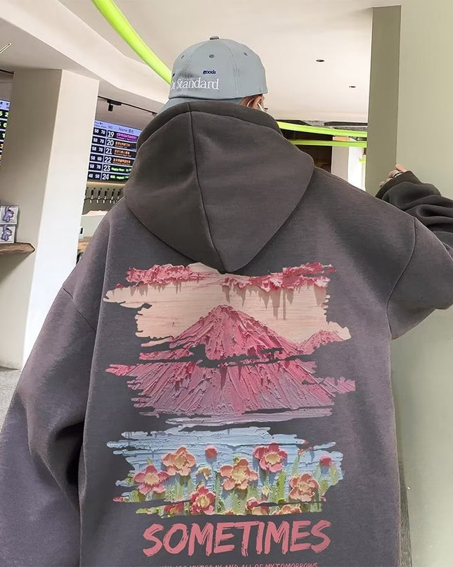 American Retro Hooded Sweater Men's Couple Coat
