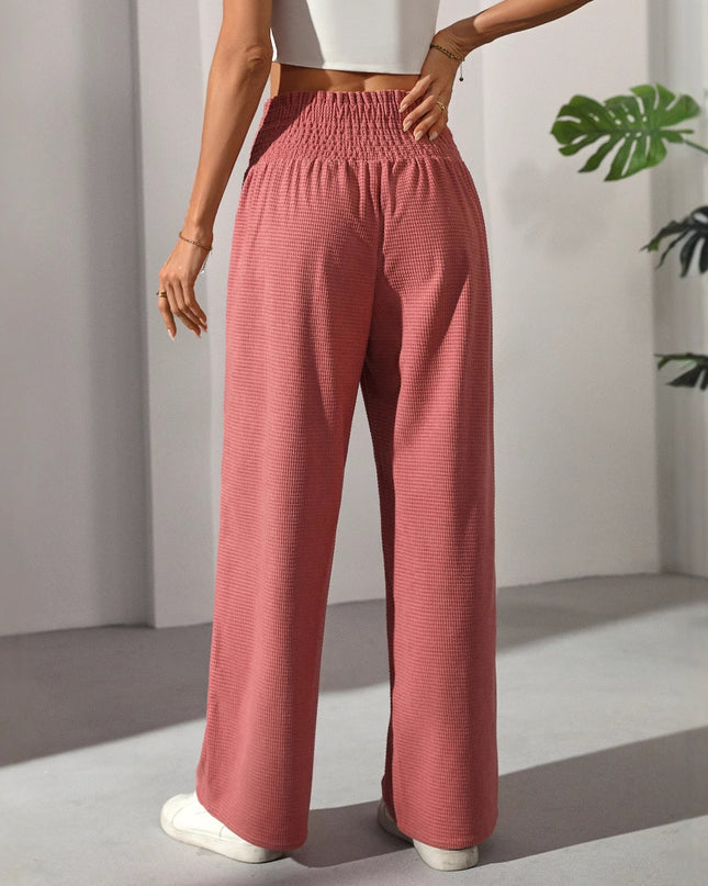 Autumn Versatile Solid Color High Waist Wooden Ear Pants