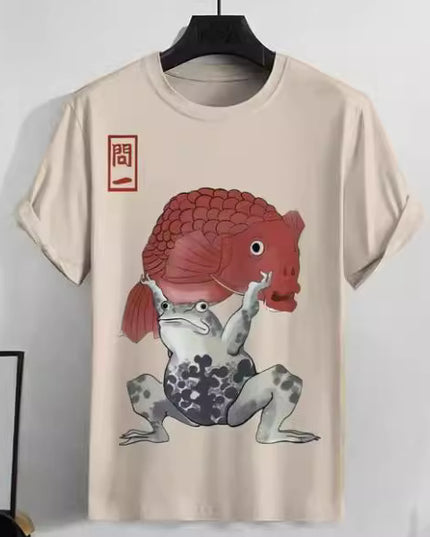 Men's Japanese Style Ukiyo-e Graphic 3D Printed Casual Short-sleeved T-shirt