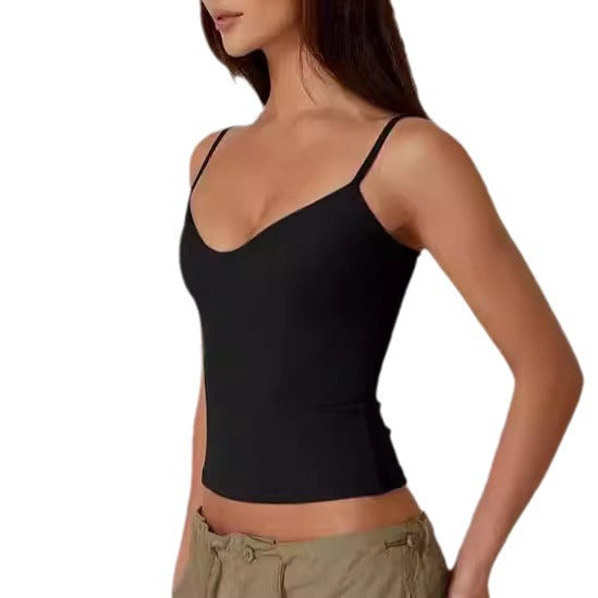 Camisole Cropped T-shirt Vest Women's Milk Silk Top