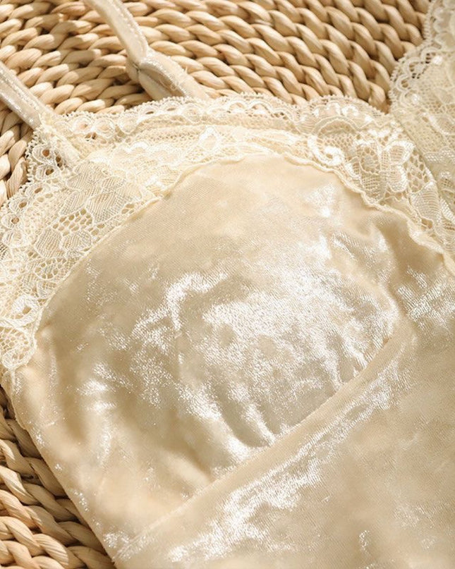 Gold Velvet Small Sling Vest Lace With Chest Pad Slimming Temperament Female