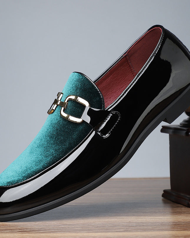 Men's Glossy Pointed British Style Frosted Suede Business Casual Leather Shoes