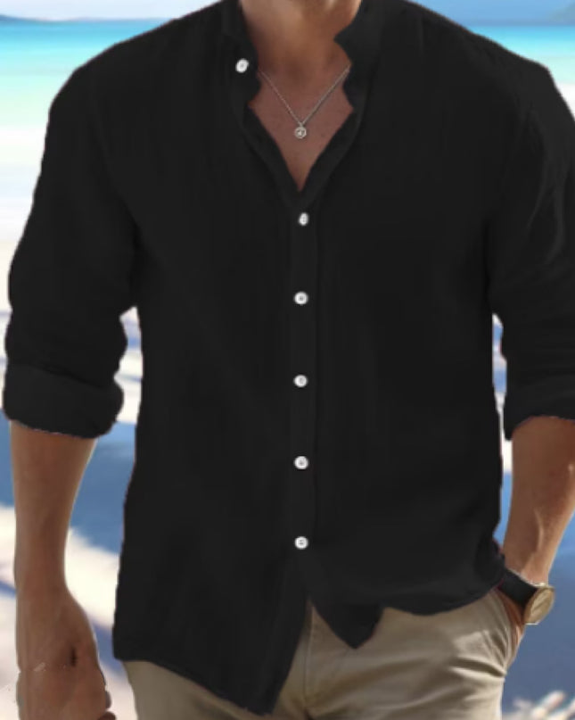 Men's Linen Button Summer Beach Shirt