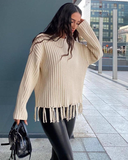 Casual All-match Solid Color Knitted Top For Women