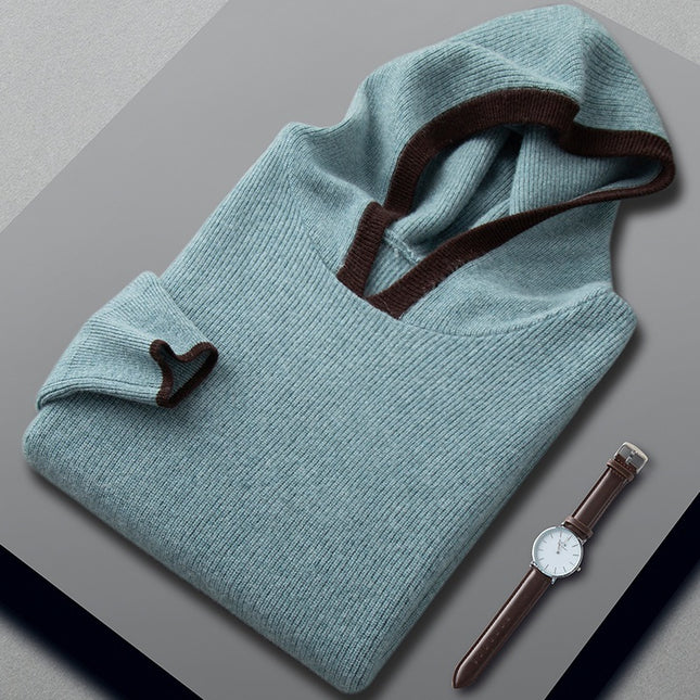 Men's Loose Ingot Needle Contrast Color Cashmere Sweater