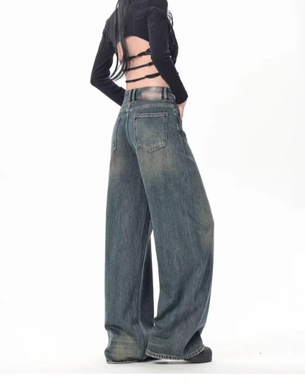 High Waist Drooping Versatile Mop Pants Wide Leg Jeans