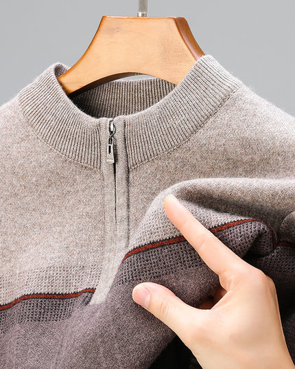 Zipper Collar Sweater Men's Thickened Long-sleeved Sweater