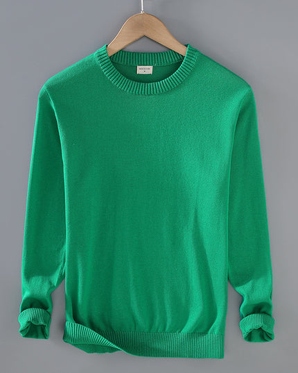 Men's Top Pullover Inner Stretch Rib Round-neck Sweater
