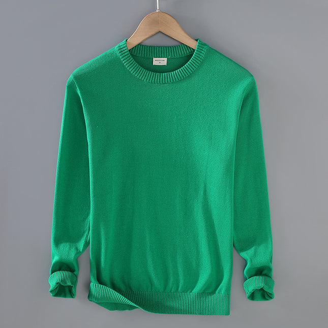 Men's Top Pullover Inner Stretch Rib Round-neck Sweater