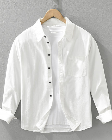 Men's Simplicity Long Sleeve Shirt Casual All-match Literary Loose Top