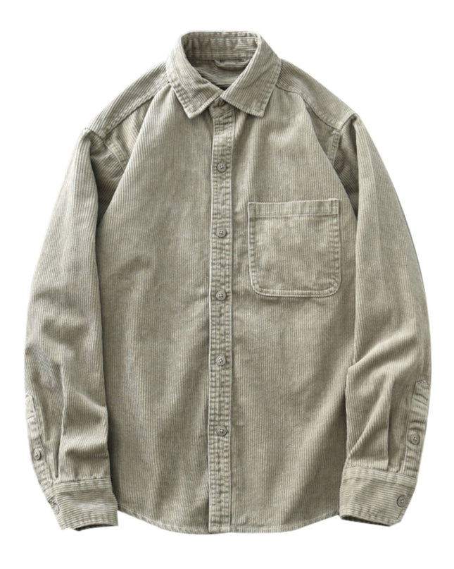 Men's Retro Loose Corduroy Long Sleeve Casual Cotton Shirt