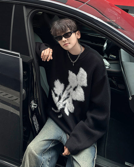 Autumn And Winter New American Retro Brocade Sweater Men's Loose Sweater