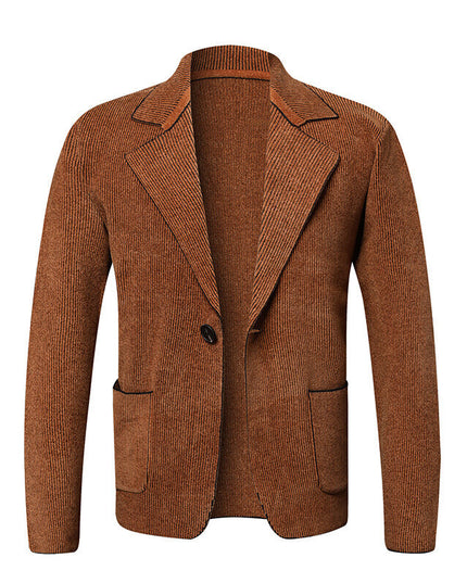 Men's Solid Color Cardigan Small Suit Knitted Jacket