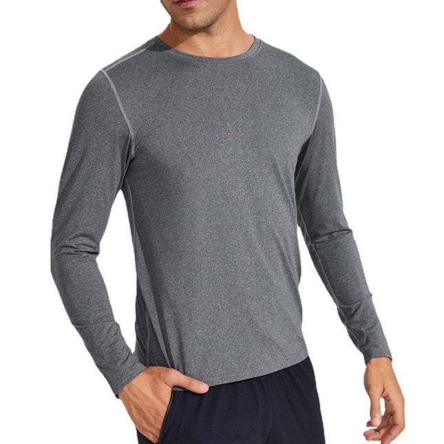 Leisure Sports Long Sleeve T-shirt Men's Autumn And Winter Round Neck Printed Jacket Running Quick Drying Clothes