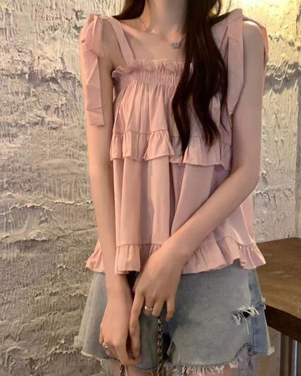 Niche Strap Vest Female Western Style Youthful-looking Sweet Outerwear Top