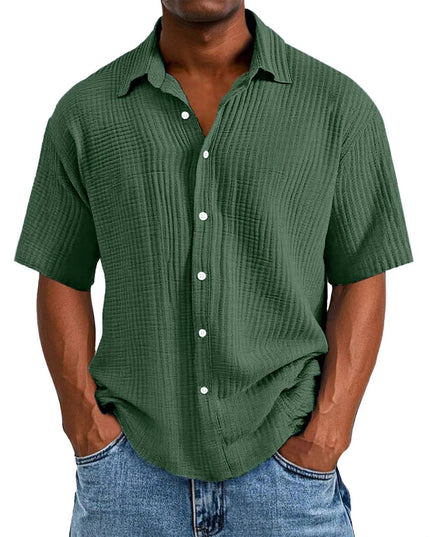 Spring And Summer Men's Short-sleeve Lapel Shirt Double Layer Champray