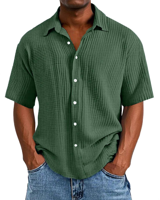 Spring And Summer Men's Short-sleeve Lapel Shirt Double Layer Champray