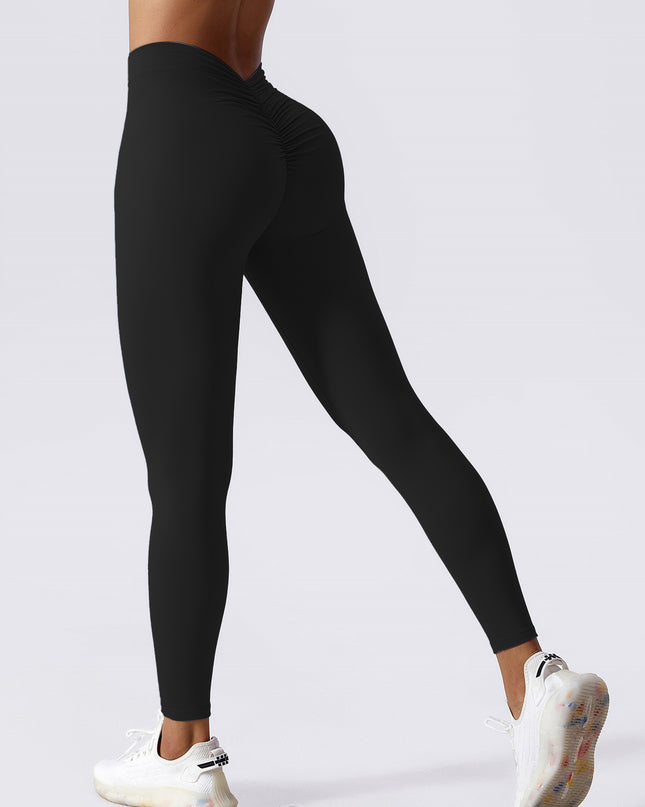 Women's Solid Color High Waist Hip Lift Outdoor Sports Seamless Yoga Pants