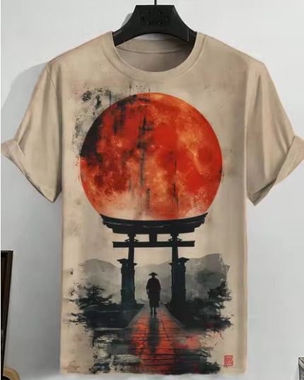 Men's Japanese Style Ukiyo-e Graphic 3D Printed Casual Short-sleeved T-shirt