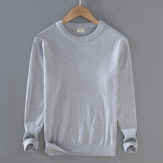Men's Top Pullover Inner Stretch Rib Round-neck Sweater