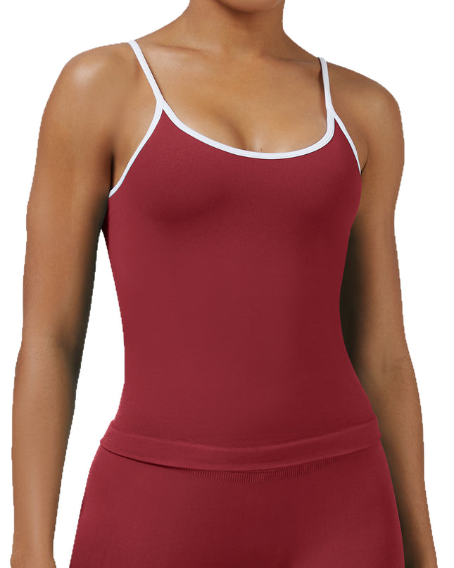 Women's Tight Contrast Color Sports Vest Backless Workout Clothes