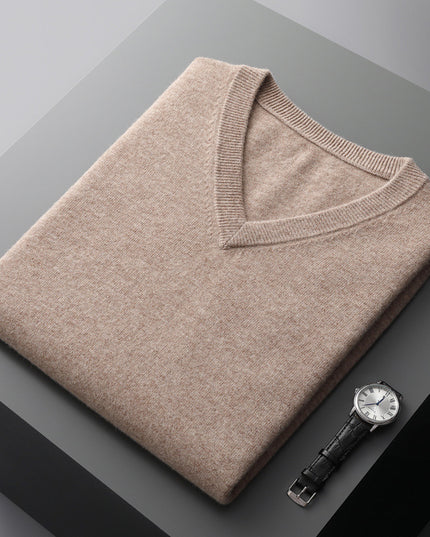Men's V-neck Vest Middle-aged And Elderly Warm Sweater