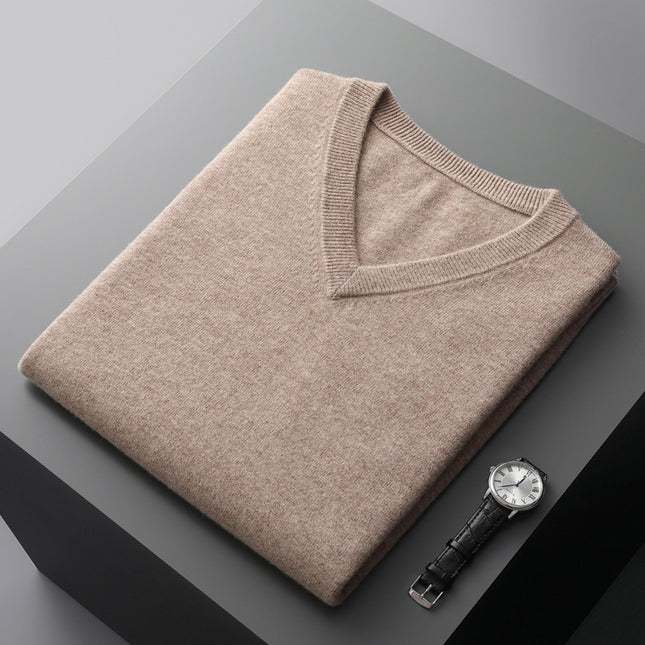 Men's V-neck Vest Middle-aged And Elderly Warm Sweater