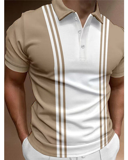 Casual 3 Button Printing Lapel Casual Men's T-shirt