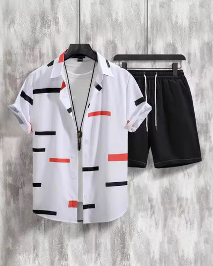 Printed Short-sleeved Shirt Beach Pants Suit