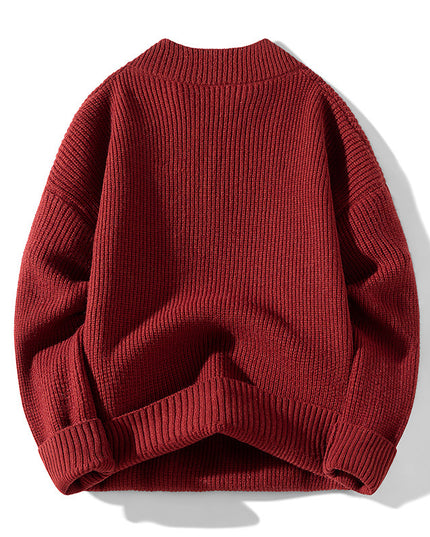 Women's Solid Color Versatile Half Turtleneck Button Sweater