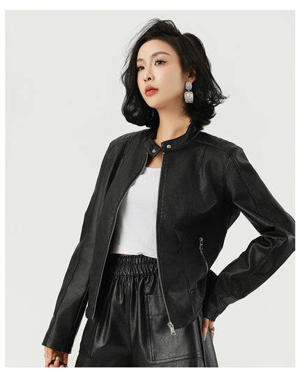 Women's Leather Jacket Locomotive Style Leather Coat Leather Jacket