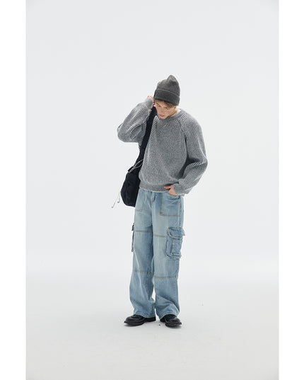Retro Brocade Sweater Men's Round Neck Sweater