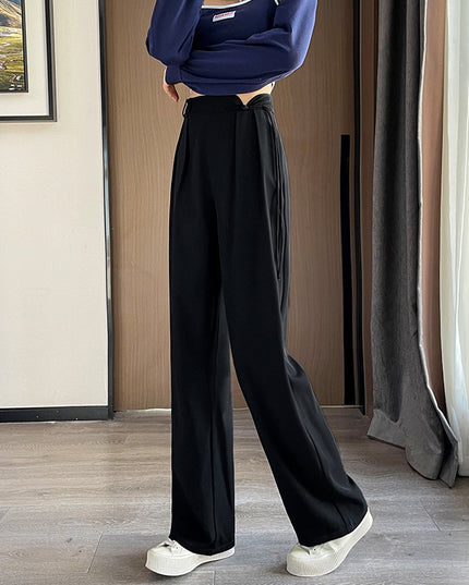 New Chinese Style Buckle High Waist Casual National Style Special-interest Design Elastic Waist Wide Leg Pants