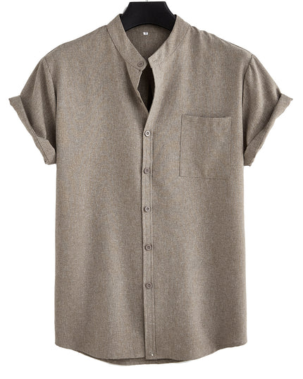 Men's Solid Color Casual Shirt With Pocket
