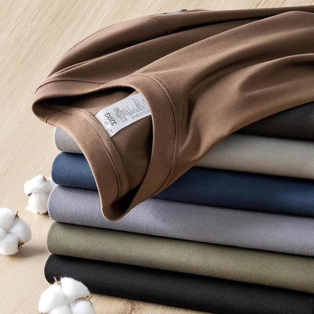 Cotton Short Sleeve T-shirt Men's Summer Loose Half Sleeve Solid Color