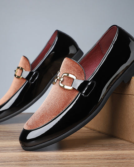 Men's Glossy Pointed British Style Frosted Suede Business Casual Leather Shoes