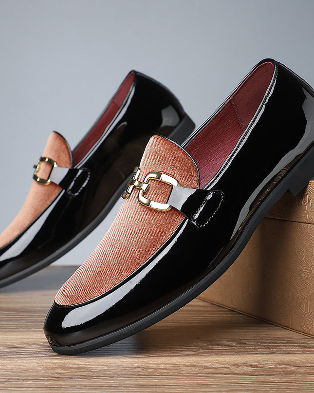 Men's Glossy Pointed British Style Frosted Suede Business Casual Leather Shoes